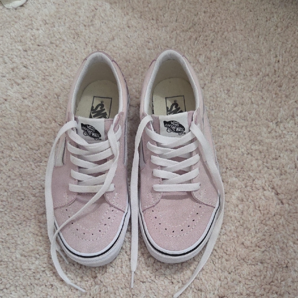 Vans Light Pink Suade Sneakers with White Laces